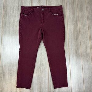 American Eagle Jeans Hi Rise Jegging Size 18 Short Stretch Red Cotton Lyocell